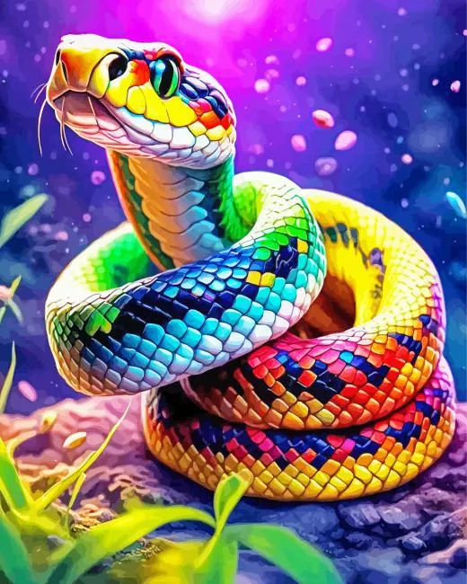 colorful rainbow snake Diamond By Numbers Colorful Rainbow Snake Diamond Painting