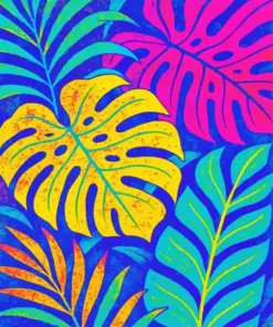 Colorful Tropical Leaves Art Diamond Painting