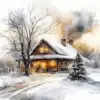 Cool Snow Cabin Diamond Painting