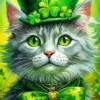 Cool St Patricks Day Cat Diamond Painting