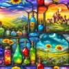 Cool Stained Glass Bottles Art Diamond Painting