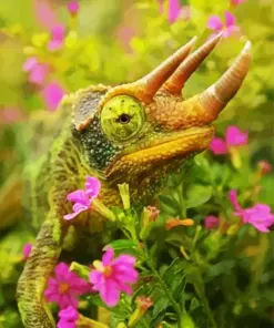 Cool Strange Horned Chameleon Diamond Painting