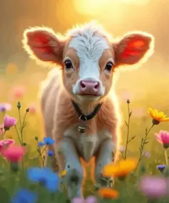 Cute Baby Cow Diamond Painting
