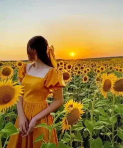 Cute Sunflower Girl Diamond Painting