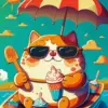 Fat Cat Eating Ice Cream Diamond Painting