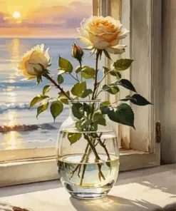 Flowers Seascape Window Diamond Painting