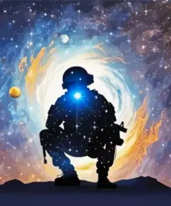 Galaxy Soldier Silhouette Diamond Painting