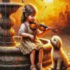 Girl With Violin Art Diamond Painting