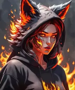 Girl With Wolf Art Diamond Painting