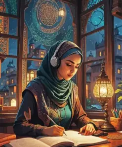 Girl Writing Art Diamond Painting