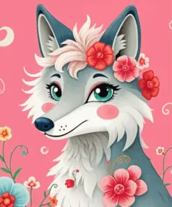 Girly Wolf Art Diamond Painting