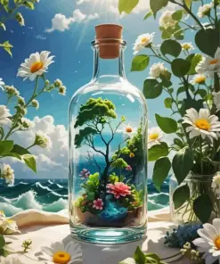 Glass Bottle With Flowers Diamond Painting