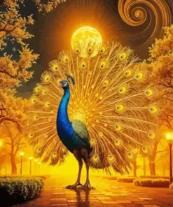Golden Peacock Art Diamond Painting