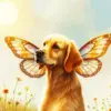 Golden Retriever Butterfly Wings Diamond Painting
