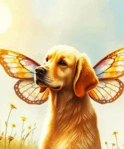 Golden Retriever Butterfly Wings Diamond Painting