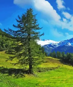 Green Pine Tree Diamond Painting