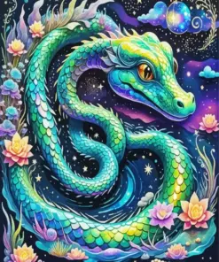 Green Serpents Art Diamond Painting