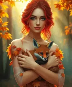 Lady Gold Autumn Leaves Diamond Painting