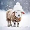 Lamb In Snow Diamond Painting