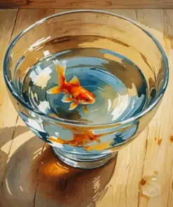 Little Goldfish In A Bowl Diamond Painting
