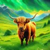 Northern Light Brown Scottish Cow Diamond Painting