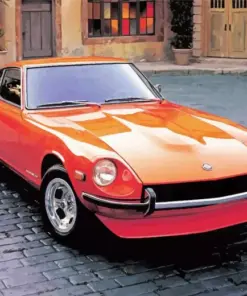 Orange Datsun Car Diamond Painting
