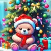 Purple Bear Santa Hat Diamond Painting