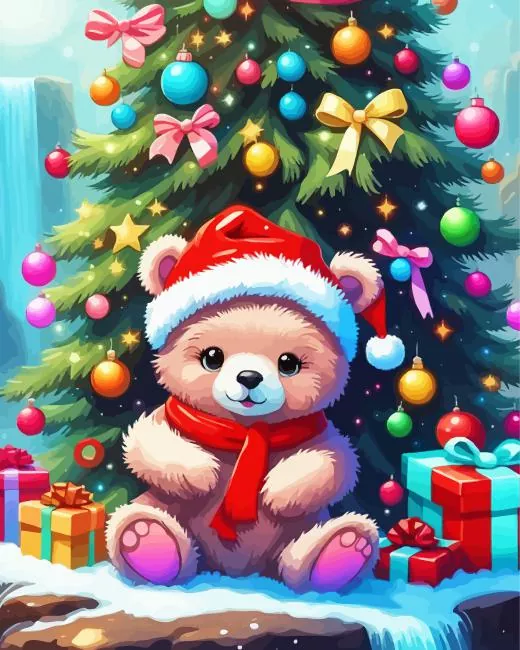 purple bear santa hat Diamond Paintings Purple Bear Santa Hat Diamond Painting