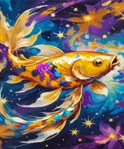 Purple Golden Koi Diamond Painting