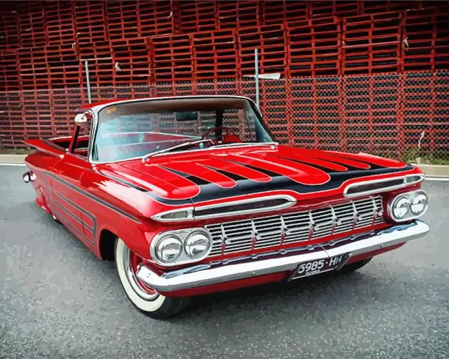 red chevrolet 59 Diamond By Numbers Red Chevrolet 59 Diamond Painting