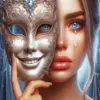 Sad Mask Lady Diamond Painting