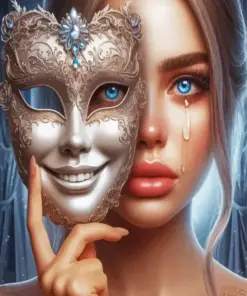Sad Mask Lady Diamond Painting