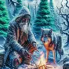 Sad Wolf And Man Diamond Painting
