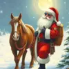 Santa And Horse Art Diamond Painting