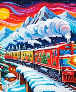 Santa Christmas Train Art Diamond Painting