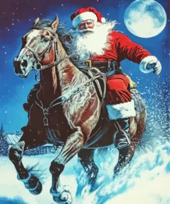 Santa Claus On A Horse Diamond Painting
