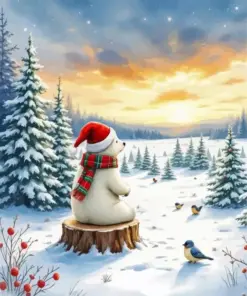 Santa On Polar Bear Diamond Painting