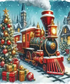 Santa Train Art Diamond Painting