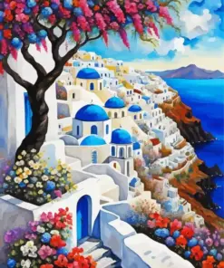 Santorini Blue Door Diamond Painting