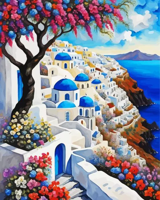 santorini blue door Diamond Paintings Santorini Blue Door Diamond Painting
