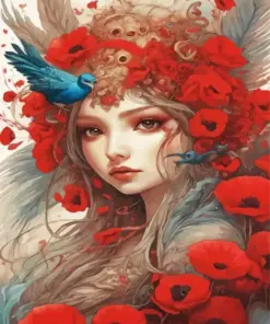 Scarlet Poppy Flower Diamond Painting