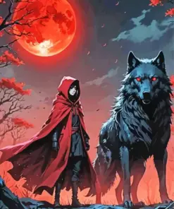 Scary Black Wolf Art Diamond Painting