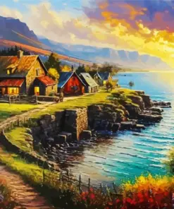 Scenery Of Village Diamond Painting