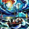 Seascape Boat Diamond Painting