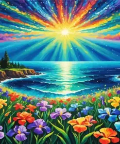 Seascape Flowers Art Diamond Painting