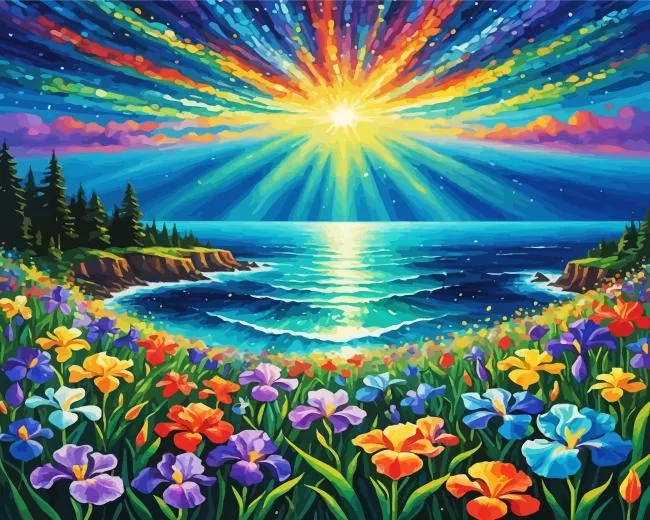 seascape flowers art Diamond Paintings Seascape Flowers Art Diamond Painting