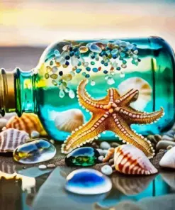 Seashells Glass Bottle Diamond Painting