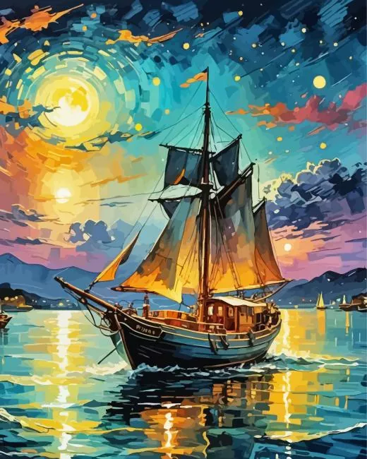ship in moonlight art Diamond Paintings Ship In Moonlight Art Diamond Painting