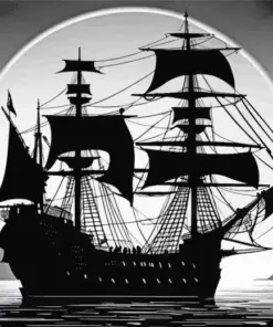 Ship Silhouette Art Diamond Painting