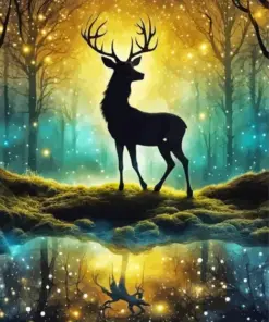 Silhouette Deer Art Diamond Painting